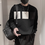 WY85-特P55控7835%棉65%聚酯纤维卫衣男贴布设计感小伙圆领卫衣，男装卫衣，电商A216