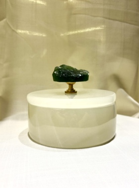 中古现代艺术家居摆件天然玉石售楼处卧室首饰收纳储物盒子装饰罐