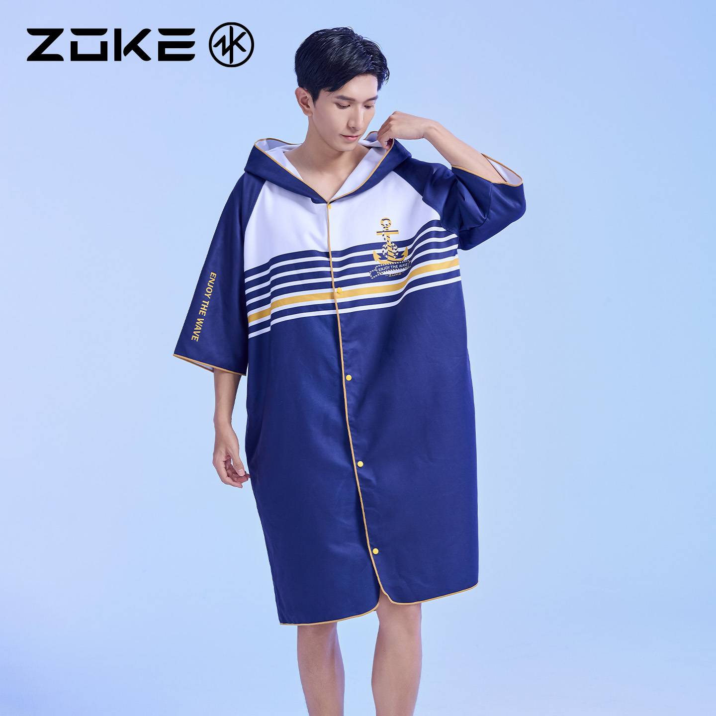 洲克男士开衫浴袍upf50+防晒面料