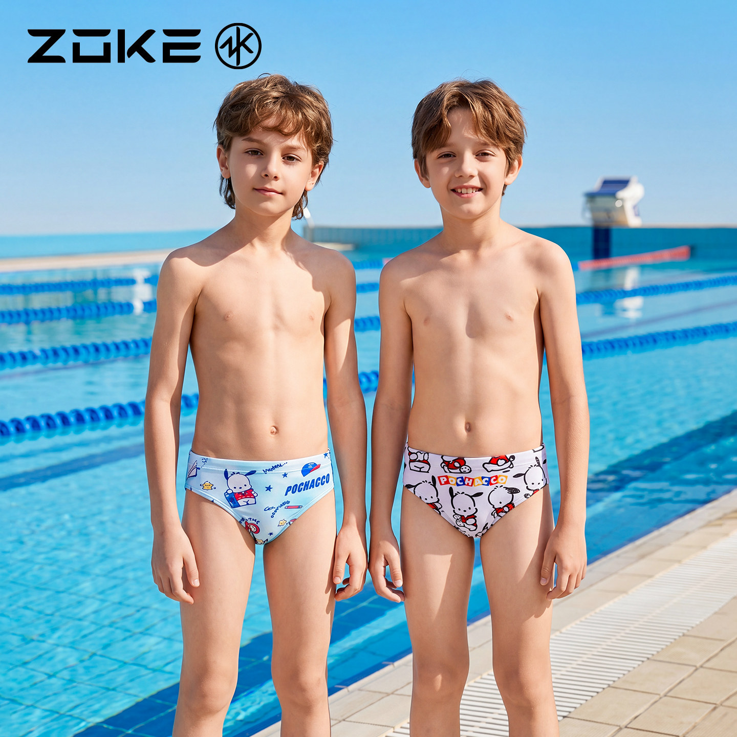 洲克儿童泳衣三角专业游泳训练帕恰狗男童速干比赛中大童游泳泳裤