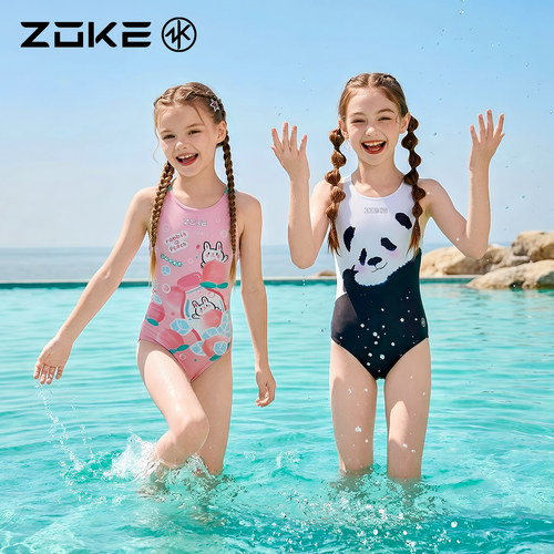 洲克儿童泳衣女童三角专业训练青少年比赛zoke女孩竞技大童游泳装 - 封面