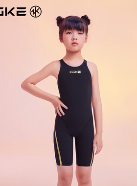 洲克儿童游泳衣专业训练竞速比赛青少年速干连体五分泳衣Fina认证