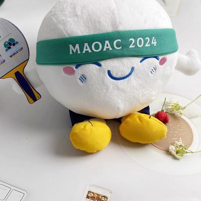2024年澳门乒乓世界杯波仔吉祥物国际乒联纪念品毛绒玩具