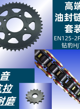 适用豪爵钻豹HJ125K-A-2锐爽EN125-2E/F牙盘链轮链盘套链油封链条