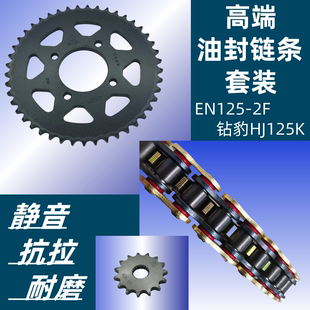 适用豪爵钻豹HJ125K 2锐爽EN125 F牙盘链轮链盘套链油封链条