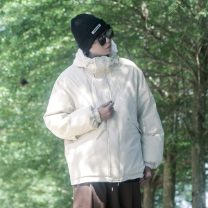 冬季潮牌美式复古棉衣外套男款cityboy保暖休闲棉服宽松刺绣连帽