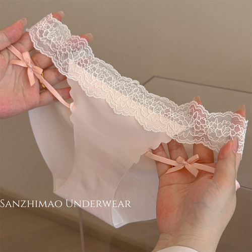 2025新款无痕冰丝薄款蕾丝边内裤