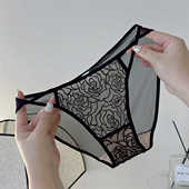 女棉质裆纯欲风低腰性感女士三角裤 新款 优质双侧细带缕空刺绣内裤