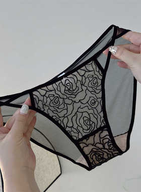 新款优质双侧细带缕空刺绣内裤女棉质裆纯欲风低腰性感女士三角裤