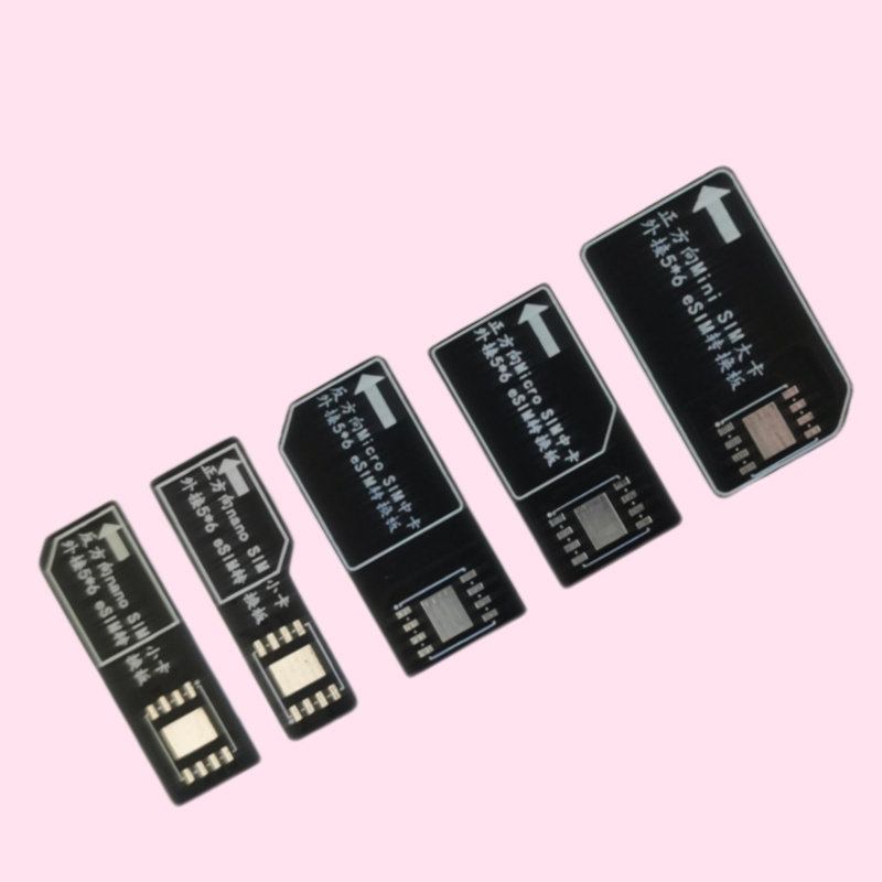 正反方向Micro中卡/Nano小卡/Mini大卡外接ESIM转接板5*6芯片测试