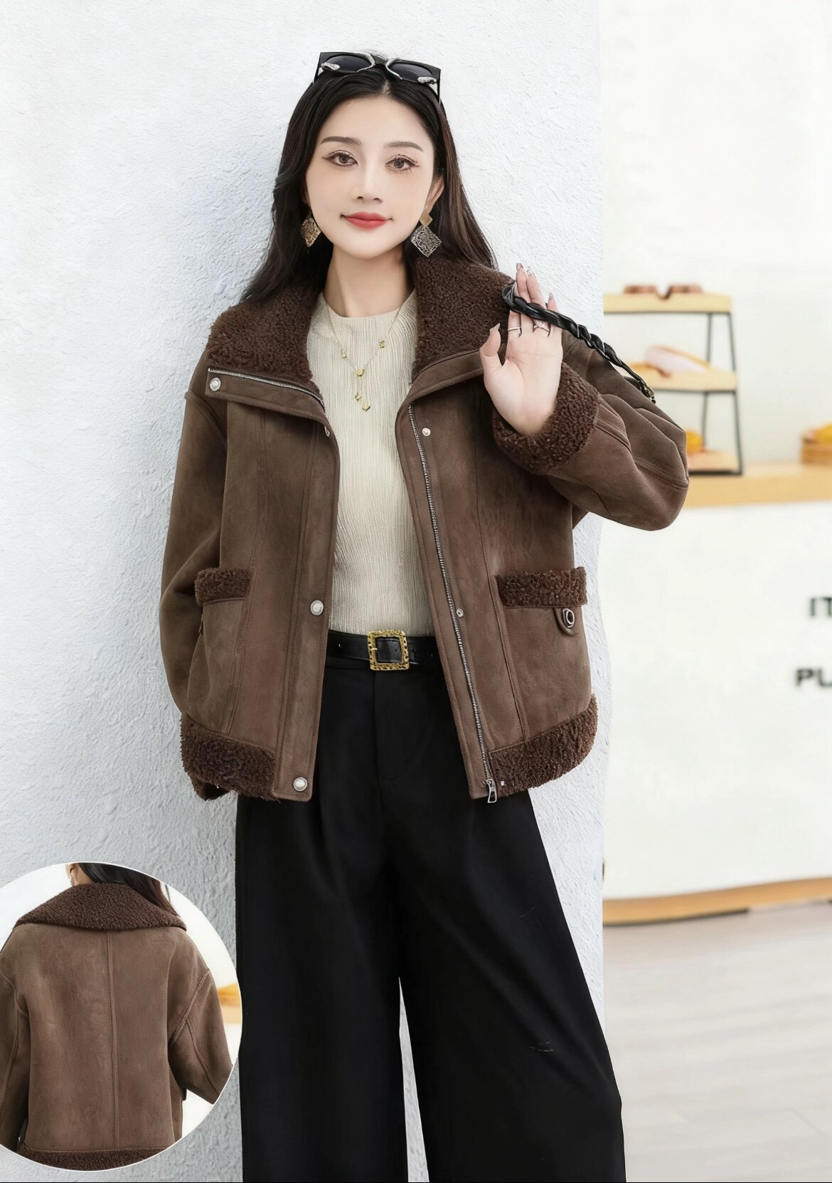 商场同款原版羊羔绒外套女25D722皮毛一体2025秋冬新款小个子皮草