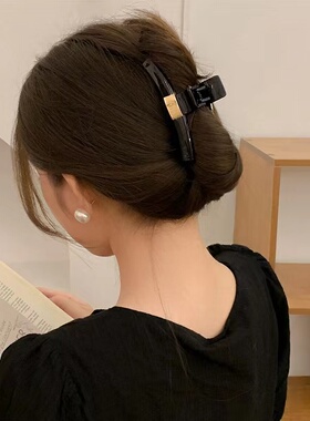 韩版黑色发夹女后脑勺盘发抓夹鲨鱼夹高级感亚克力夹子头饰发卡