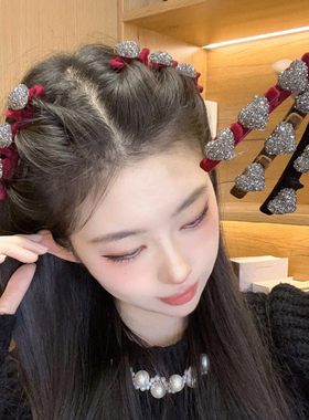 高级感闪钻爱心发夹侧边编发刘海夹前额头发抓夹女头饰公主头发卡