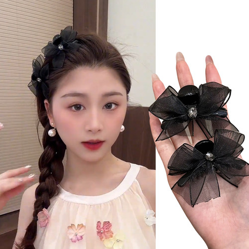 高级感刘海韩版新鲜出炉网纱抓夹