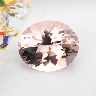 精品裸石 天然摩根石戒面吊坠 3.35克拉 椭圆形 国检证书 粉色