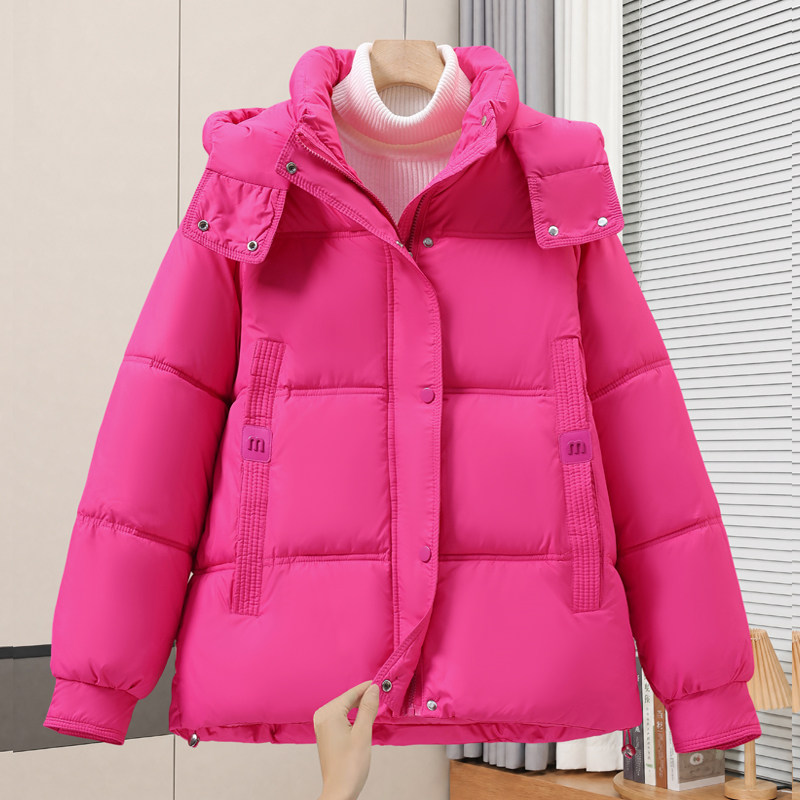中学生女短款加厚连帽羽绒棉服