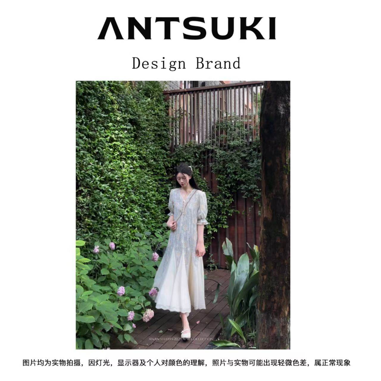 AnTsuki.【星月神话-加长】25夏新款手工刺绣亮片拼接蕾丝连衣裙