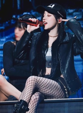 新款打歌服黑色亮皮爵士舞表演服宋雨琦女团同款舞台服嘻哈舞蹈服