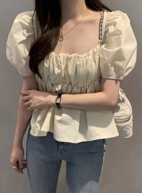 批发方领显瘦减龄裙摆收腰衬衫潮