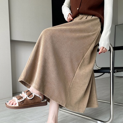 批发大码宽松高腰灯芯绒半身裙潮