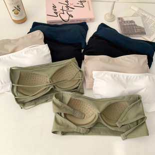 批新款 韩版 发内搭一字围无肩带内衣文胸冰丝固定杯裹胸潮 女装 夏季