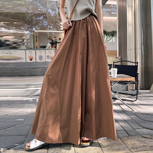 发大码 批新款 A字天丝拖地长裙显瘦百搭高腰垂感半身裙潮 女装 夏季