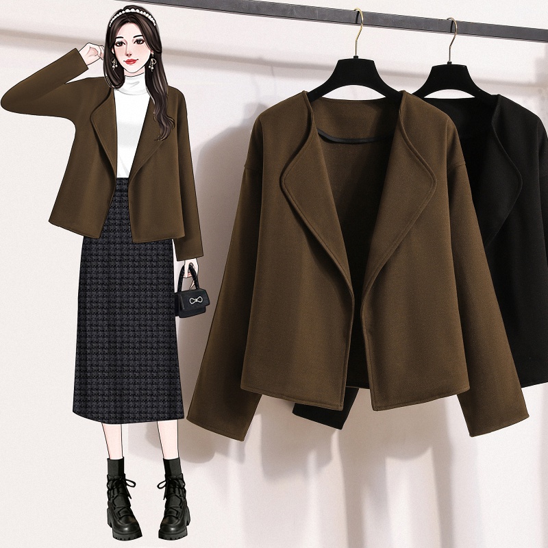批发宽松轻熟气质西装毛呢外套潮