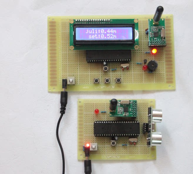 51单片机无线超声波测距仪设计NRF905倒车雷达防撞报警DIY散件