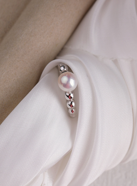 晨光S925银可调节珍珠戒指指环