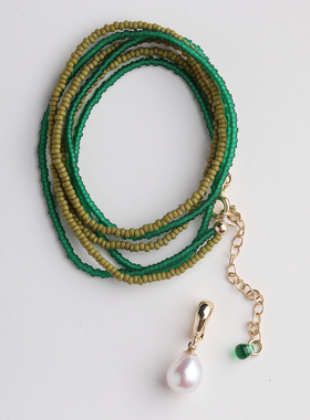 显白清新绿色choker百搭锁骨项链