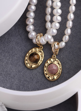 复古美拉德色钛钢不褪色项链吊坠