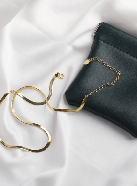 NNU明星同款小众轻奢S925纯银金色蛇骨链项链欧美ins女简约锁骨链