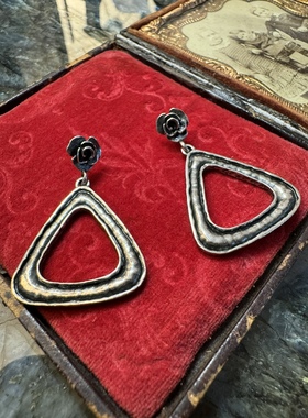 废土风个性原创设计玫瑰花通体925银耳环女小众设计teka脱俗气质