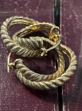 pasttimes推荐judith2轻奢华丽通体纯银925银鎏金银耳圈耳环ripka