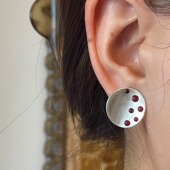 通体925银石榴石几何造型圆曲面耳扣设计师定制银耳钩