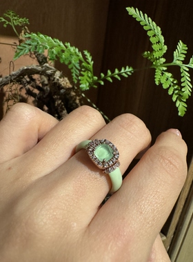 PASTTIMES现代通体925银戒指女意大利设计师春天青春洋溢治愈绿色