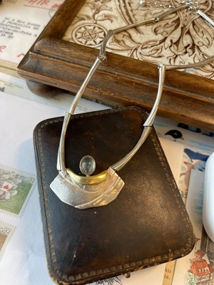 perli古董设计德国月光石一体链通体925银锁骨链关节银项链