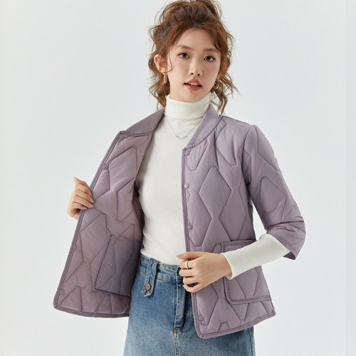 七分袖短款衫宣修身羽绒棉