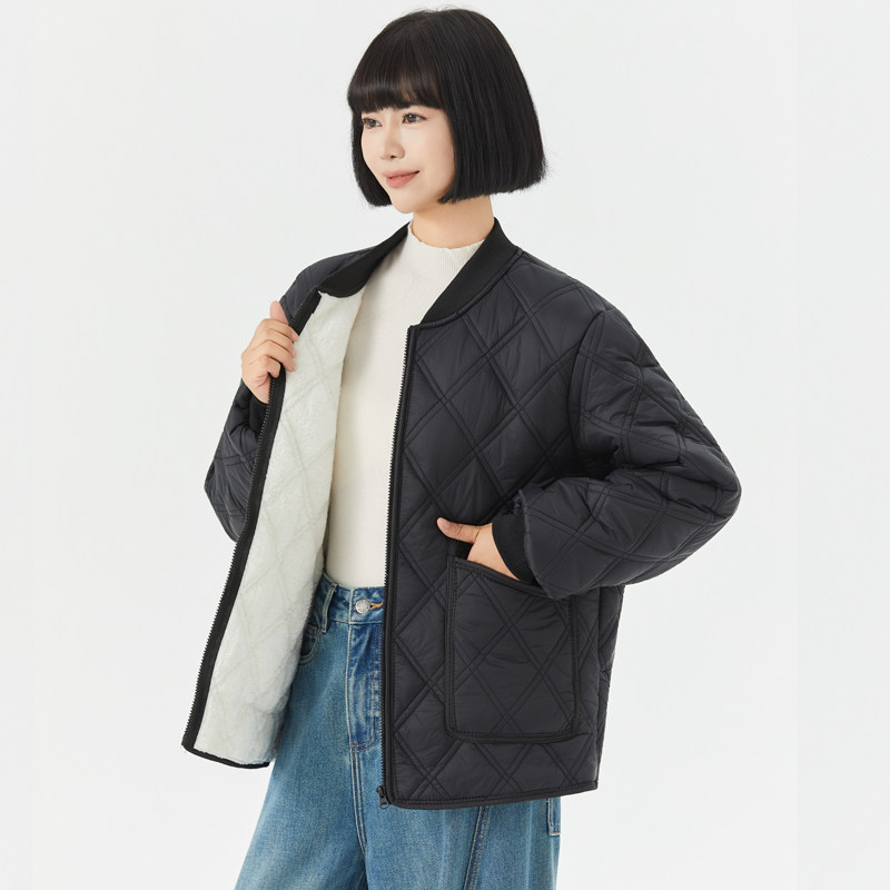 棉衣女加绒棒球领内穿小棉袄保暖