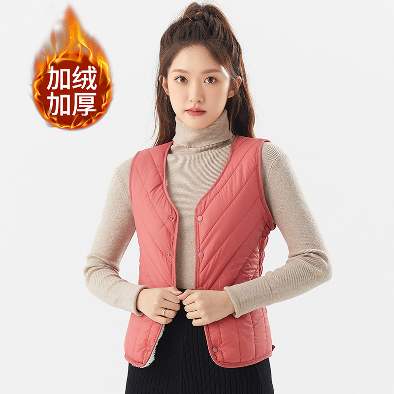 2025新款羽绒棉马甲女短款秋冬加绒加厚轻薄内胆打底保暖背心马夹,女装/女士精品,马夹,淘宝优惠券,粉丝福利购,淘宝优惠卷