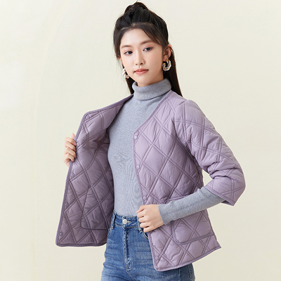 2025棉衣女短款冬季轻薄保暖打底羽绒棉内胆七分袖修身防寒小棉袄