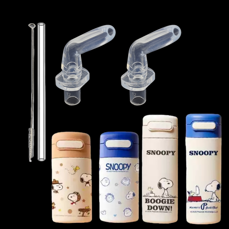 适用史努比儿童保温杯吸嘴草莓熊吸管杯替换吸管头SNOOPY水杯配件