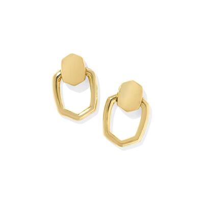 代购Kendra Scott饰品女士耳环时尚简约精致百搭金色六边形