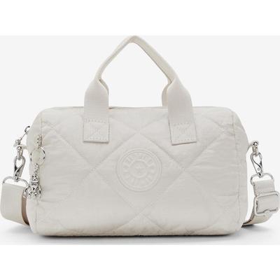 代购Kipling女士单肩包可拆卸肩带内置拉链袋顶部提手金属扣件白