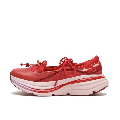 代购Hoka OneOne男女跑步鞋缓震舒适轻便运动鞋红色皮革日常穿搭