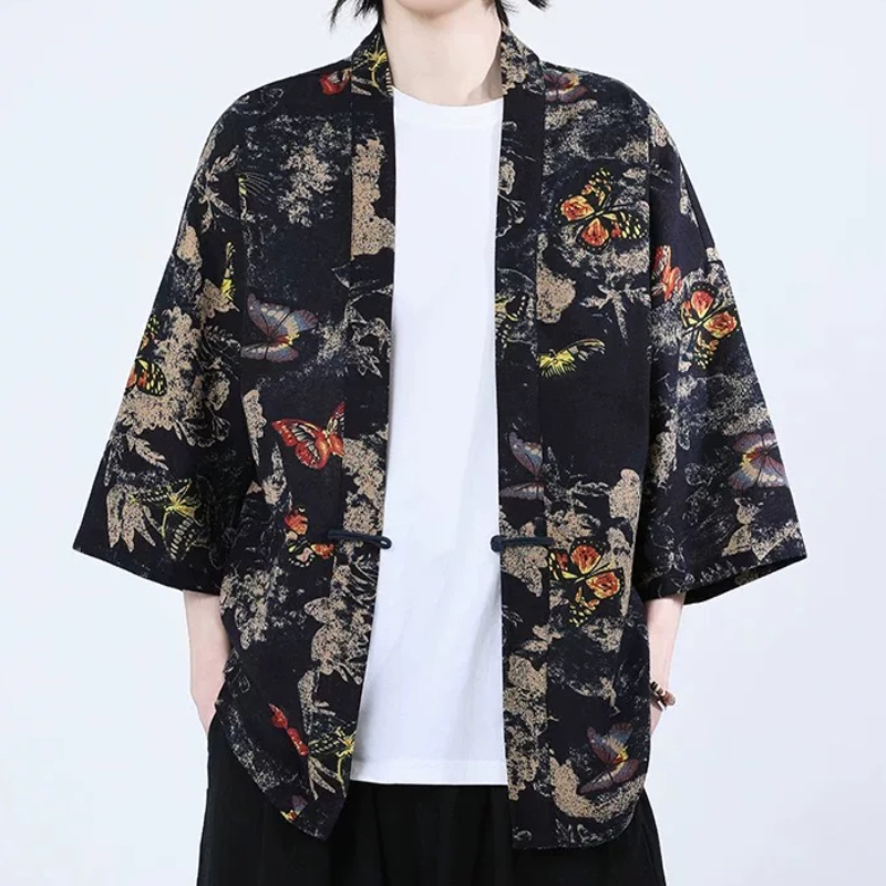 中式唐装改良汉服和服文艺中国风道袍男装民族风开衫棉麻盘扣外套
