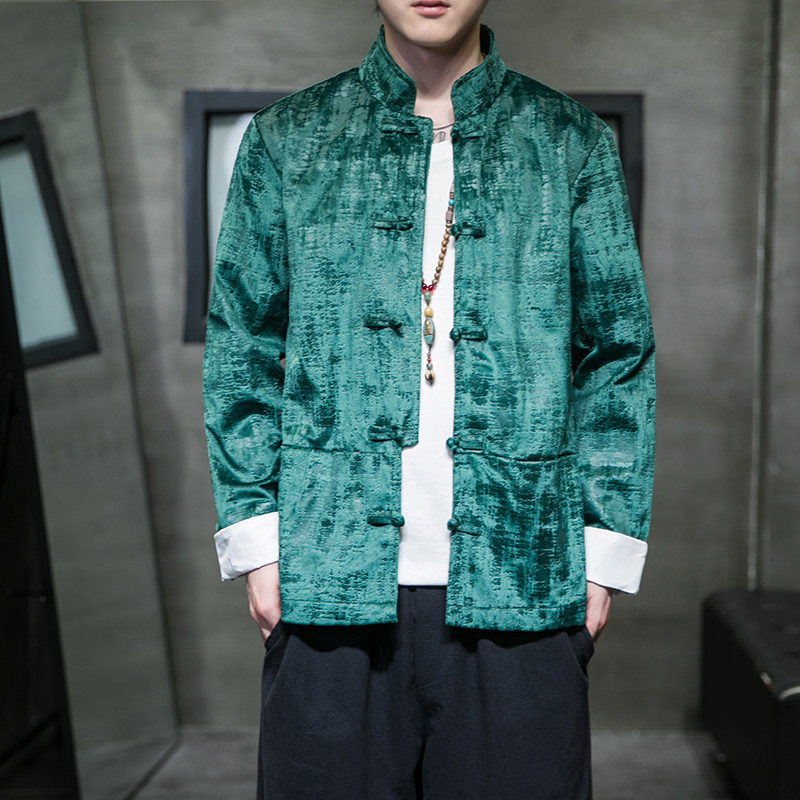 中式平绒盘扣大码男汉服伴郎