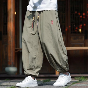 男士夏季中国风刺绣哈伦九分裤