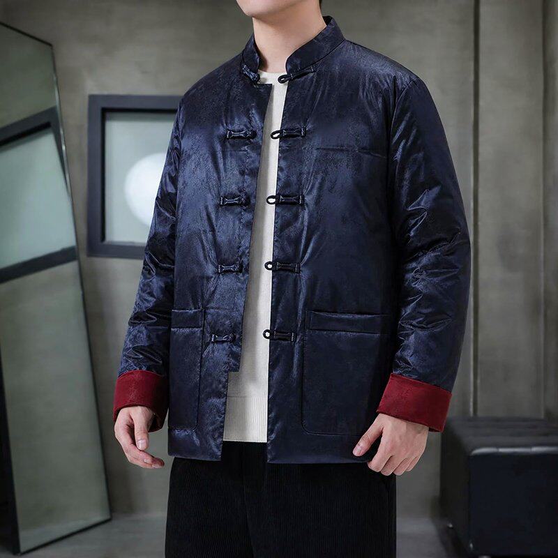 中国风羽绒服男立领唐装汉服冬季外套盘扣立领中式保暖中青年