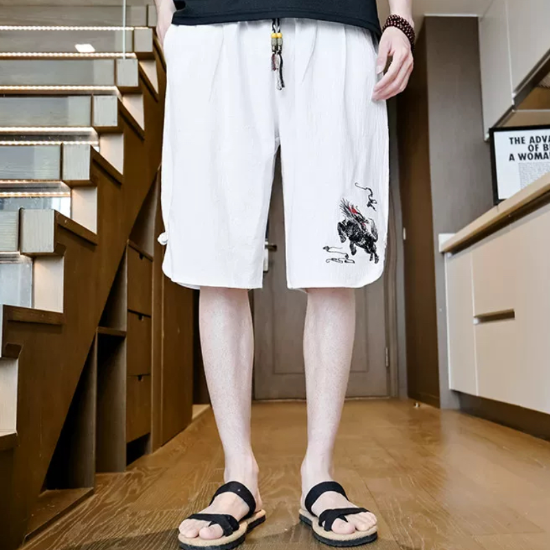 中国风棉麻七分裤子男2026夏季新款青年潮流宽松大码休闲沙滩短裤